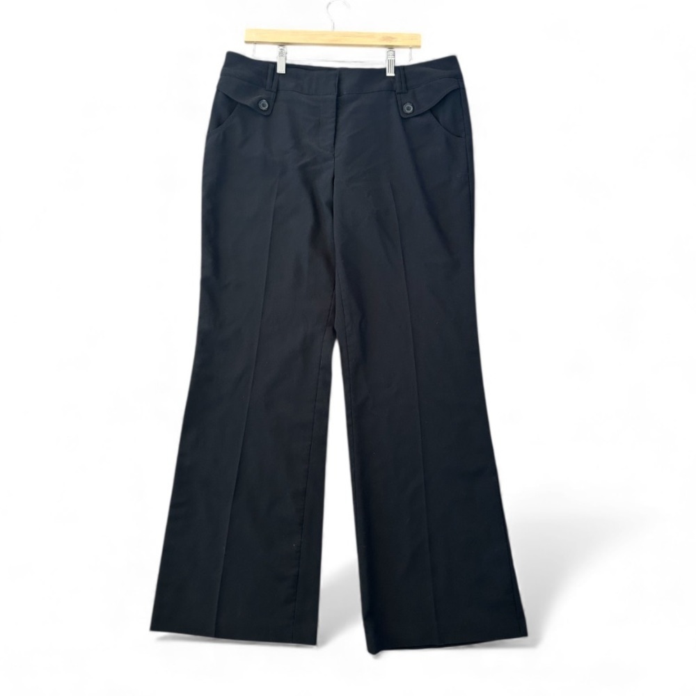 Suzy Shier Black Pleated Front Wide Leg Business Casual Mid Rise Trouser
